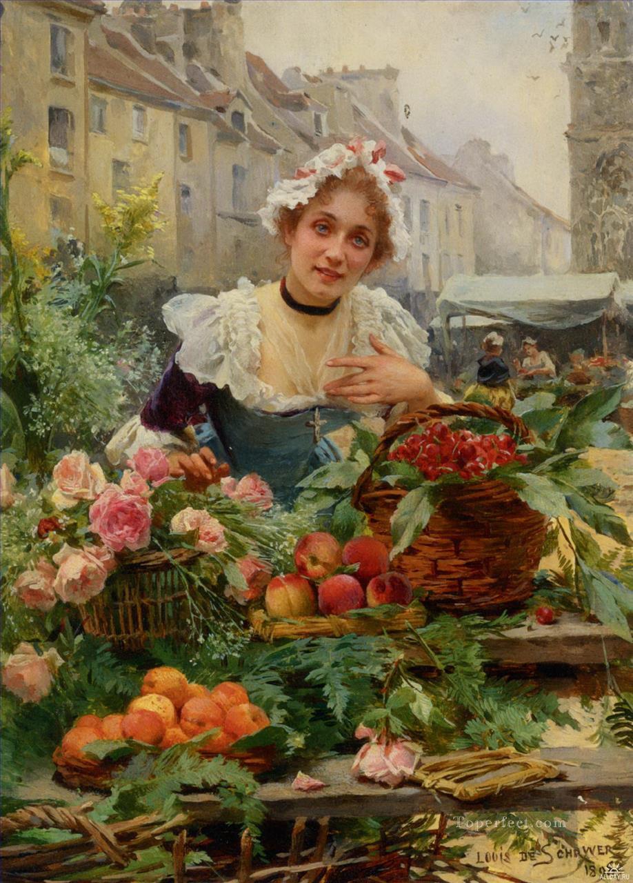 Schyver louis marie de the flower seller 1898 Parisienne Oil Paintings